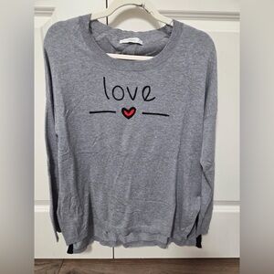 “love” heart sweater grey embroidered by subtle luxury